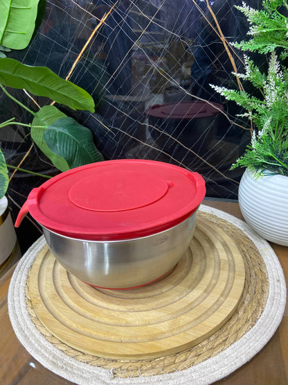 بولة عجن وخلط استانلس بغطاء سيليكون محكم – الأداة الأقوى للتحضير والحفظ في وقت واحد