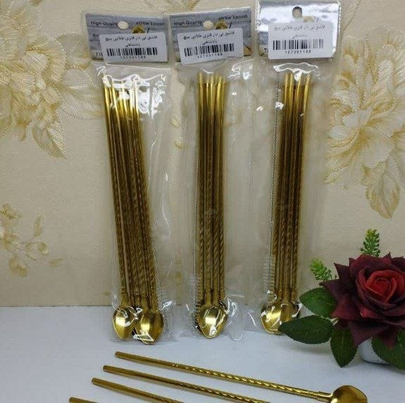 طقم معالق كوكتيل وشاليمو 2 في 1 – 6 قطع ذهبية 