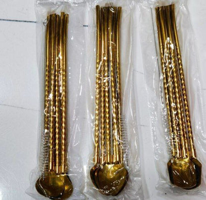 طقم معالق كوكتيل وشاليمو 2 في 1 – 6 قطع ذهبية 