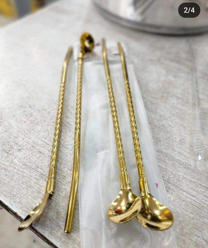 طقم معالق كوكتيل وشاليمو 2 في 1 – 6 قطع ذهبية 