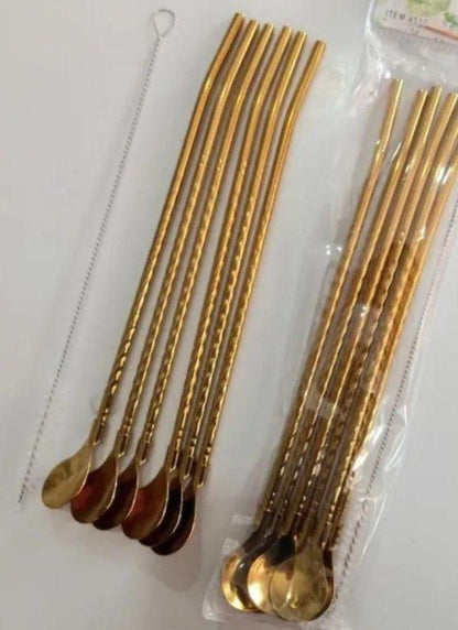 طقم معالق كوكتيل وشاليمو 2 في 1 – 6 قطع ذهبية 