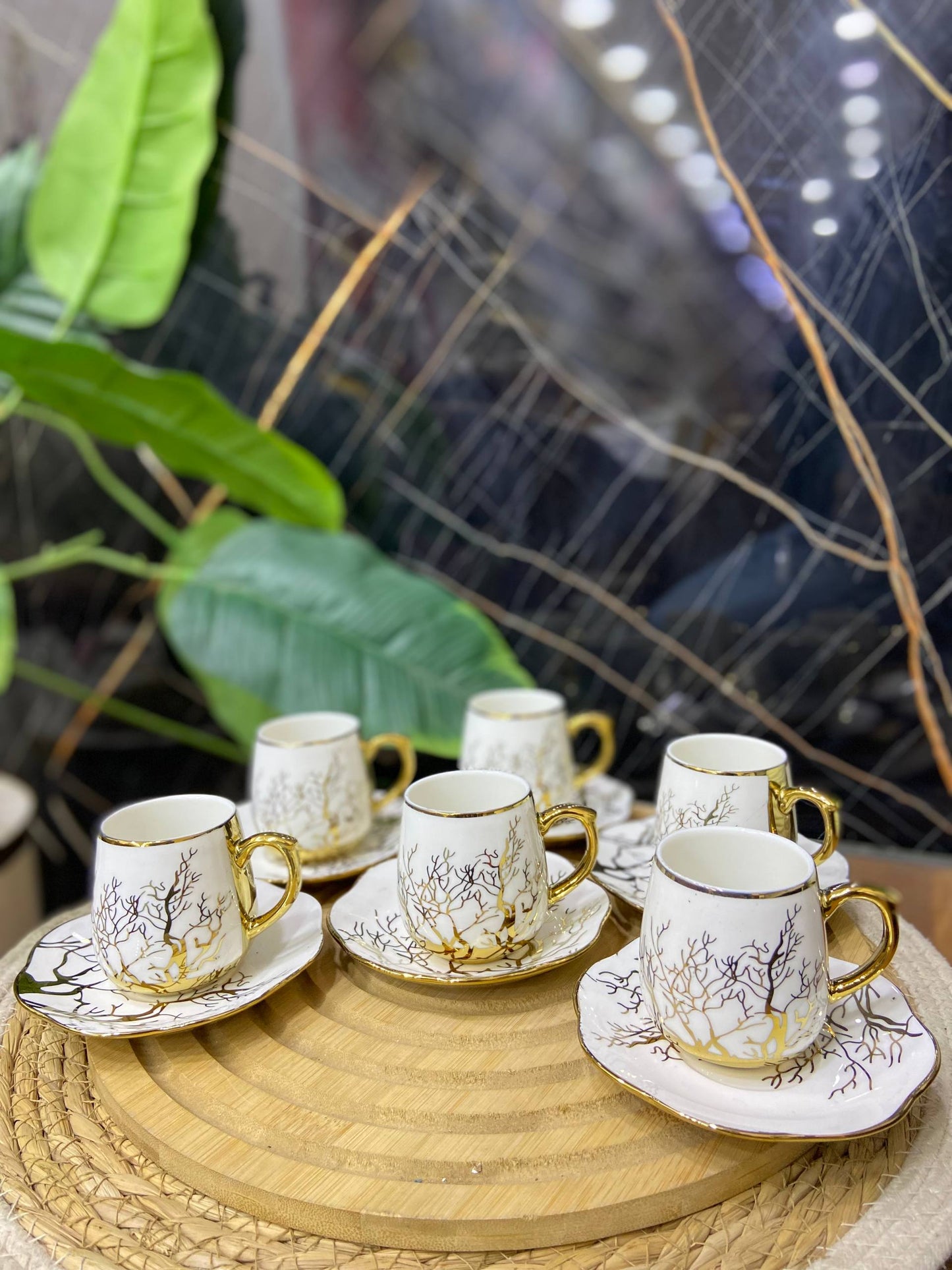 طقم فناجين قهوة بورسلين مدهب (12 قطعة)