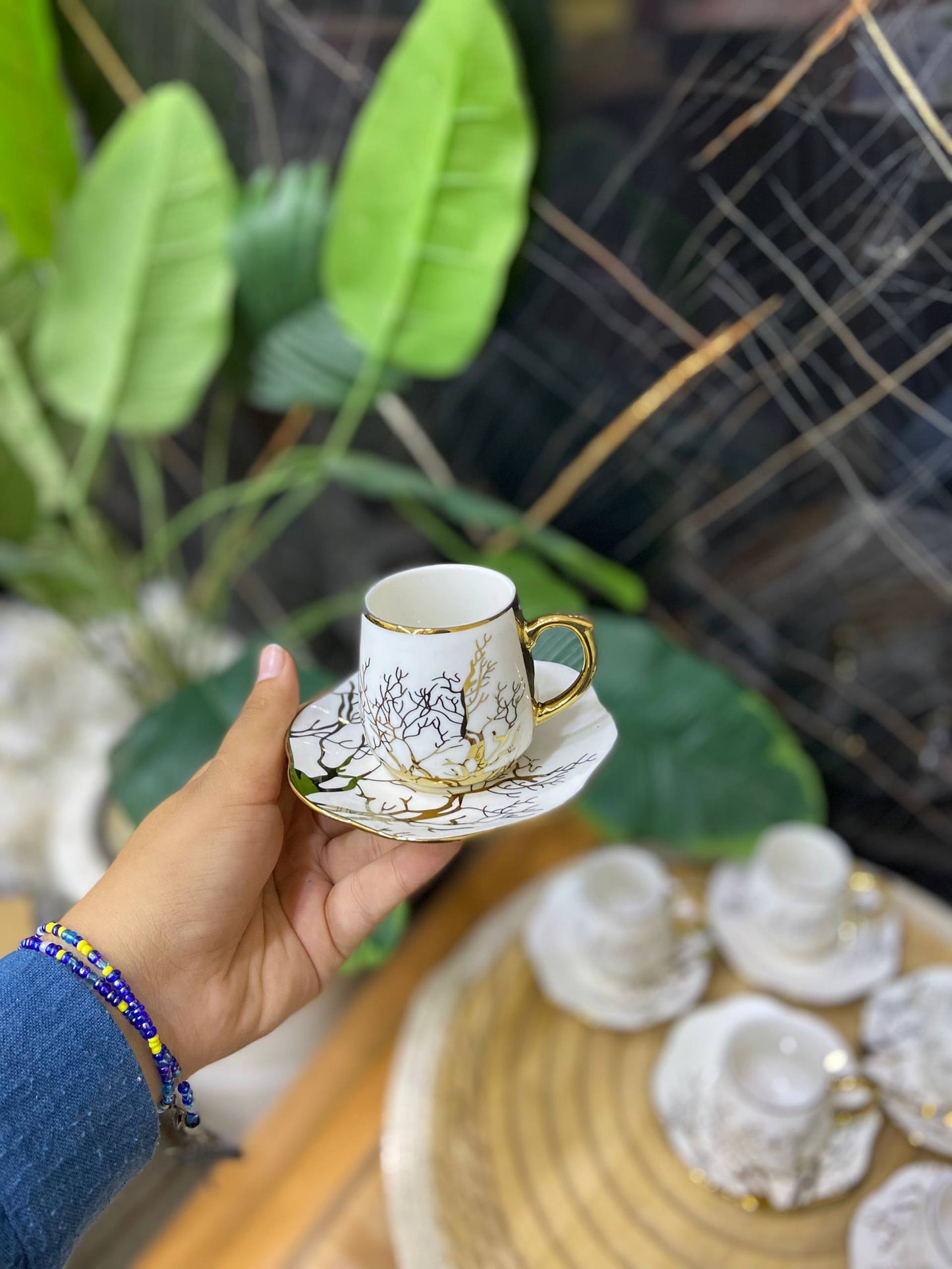 طقم فناجين قهوة بورسلين مدهب (12 قطعة)