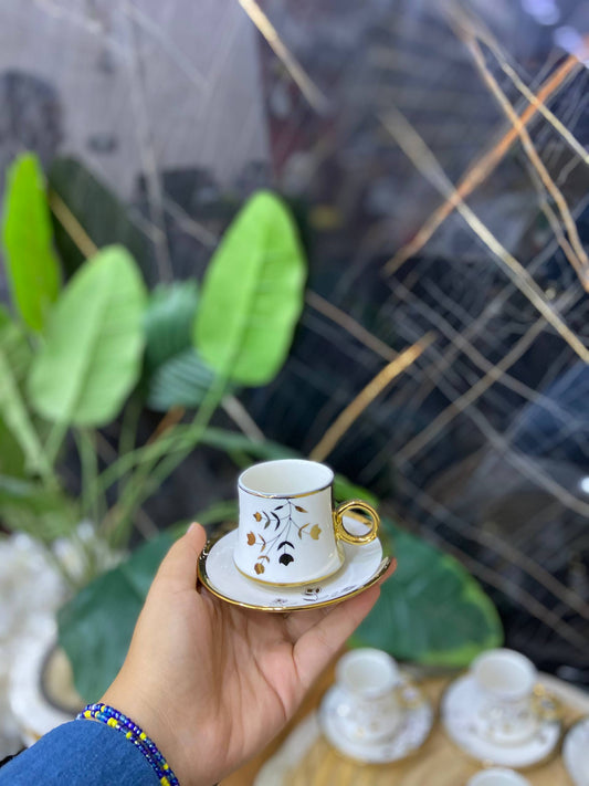 طقم فناجين قهوة بورسلين مدهب (12 قطعة)