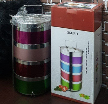 عمود طعام استانلس ستيل 4 أدوار (حافظ للحرارة)