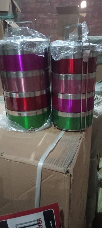 عمود طعام استانلس ستيل 4 أدوار (حافظ للحرارة)