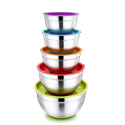 طقم أوعية خلطة بالغطاء الملوّنة 5 قطع – أناقة مذهلة