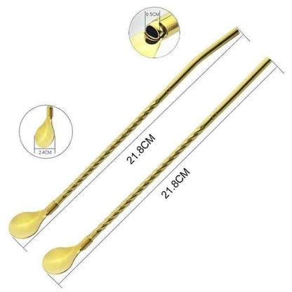 طقم معالق كوكتيل وشاليمو 2 في 1 – 6 قطع ذهبية 