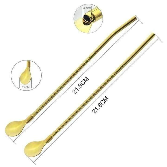 طقم معالق كوكتيل وشاليمو 2 في 1 – 6 قطع ذهبية 