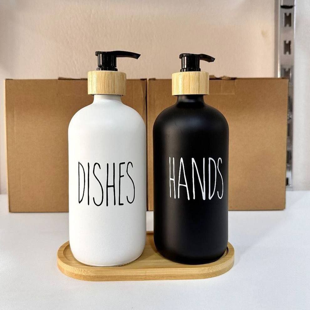 طقم ديسبنسر زجاج مودرن (Dishes - Hands) – شياكة ونظام لحوض مطبخك