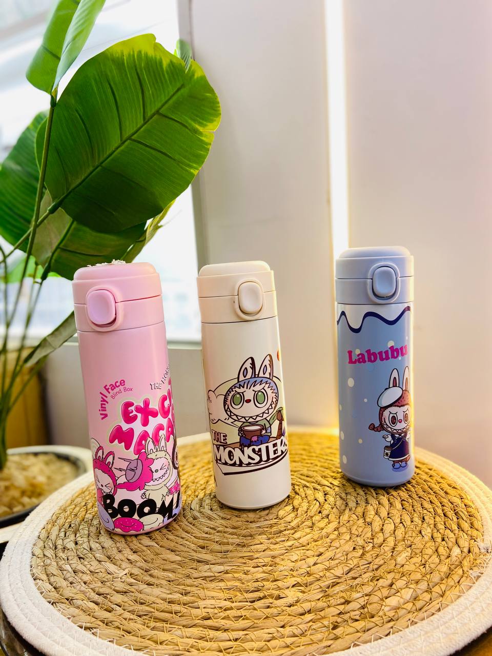 مج حافظ للحرارة استانلس مطبوع برسومات لابوبو وشخصيات (غطاء قفل)