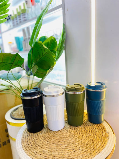 مج حافظ للحرارة استانلس 500 مل بغلاف سيليكون مضلع