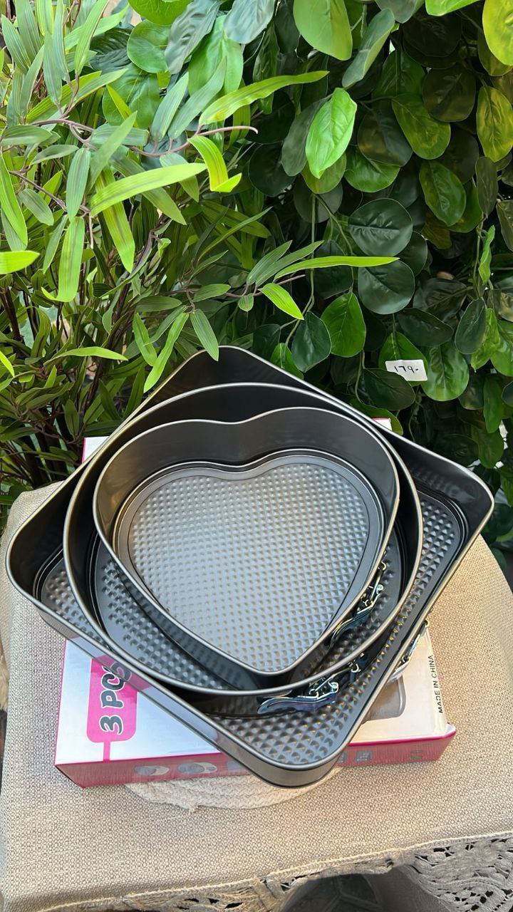 طقم قوالب كيك / تشيز كيك استالس 3 قطع قابلة للفك (أشكال مختلفة)