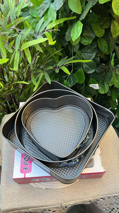 طقم قوالب كيك / تشيز كيك استالس 3 قطع قابلة للفك (أشكال مختلفة)