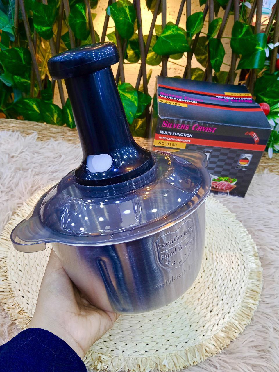 كبة الضغط اليدوية (2 لتر) بحلة استانلس  – فرم احترافي للخضروات بدون كهرباء