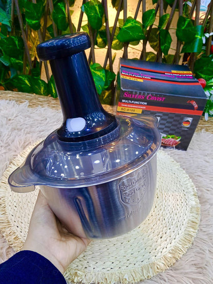 كبة الضغط اليدوية (2 لتر) بحلة استانلس  – فرم احترافي للخضروات بدون كهرباء