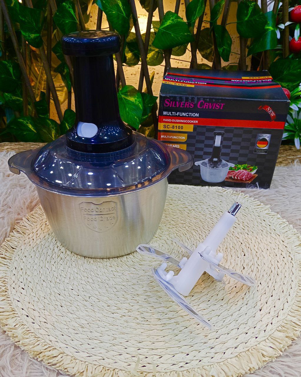 كبة الضغط اليدوية (2 لتر) بحلة استانلس  – فرم احترافي للخضروات بدون كهرباء