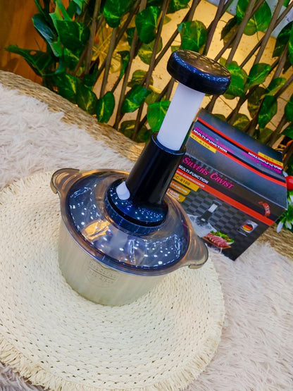 كبة الضغط اليدوية (2 لتر) بحلة استانلس  – فرم احترافي للخضروات بدون كهرباء