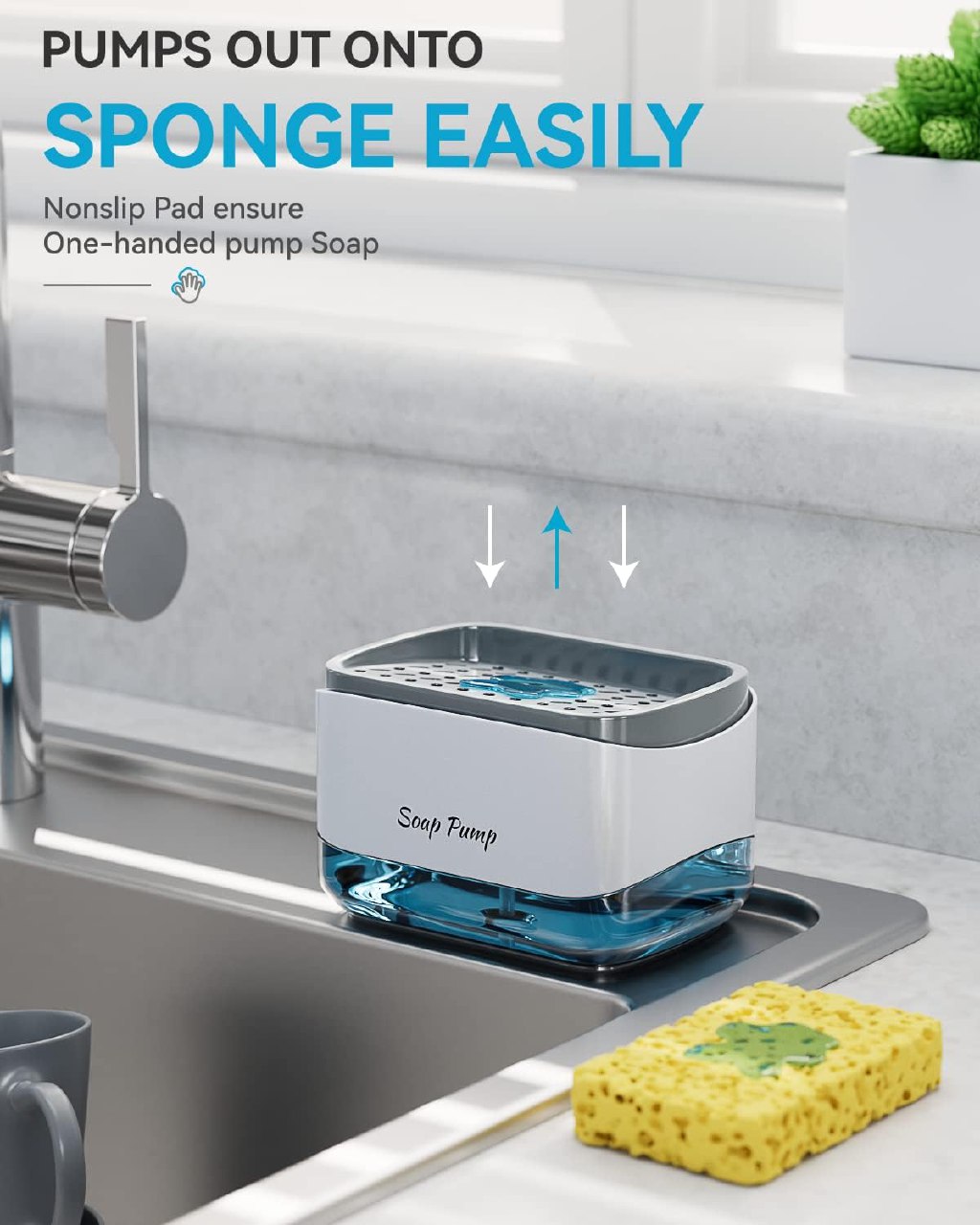 ديسبنسر صابون 2×1 مع إسفنجة – غسيل سريع وأسهل