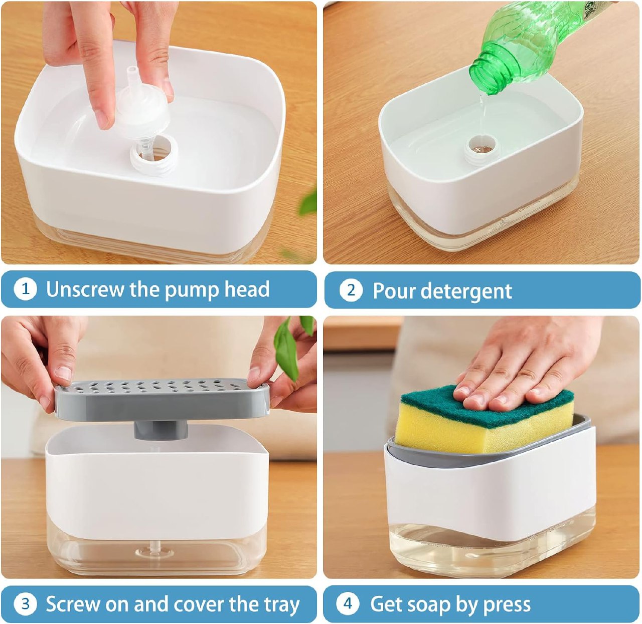 ديسبنسر صابون 2×1 مع إسفنجة – غسيل سريع وأسهل