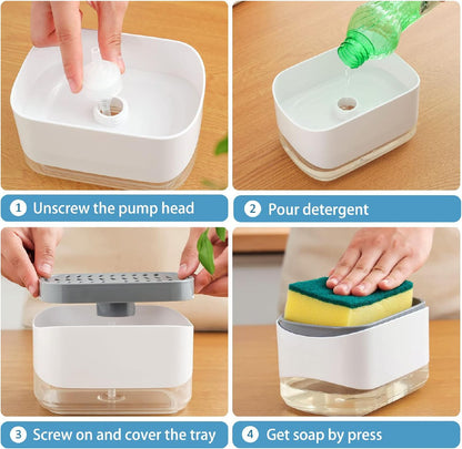ديسبنسر صابون 2×1 مع إسفنجة – غسيل سريع وأسهل