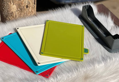 طقم بلانشات احترافي 4 قطع بحامل – تنظيم صحي لمطبخك ومنع اختلاط الروائح