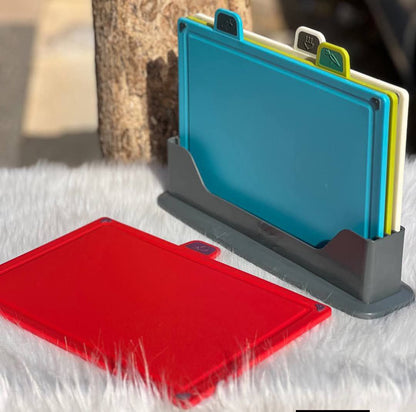 طقم بلانشات احترافي 4 قطع بحامل – تنظيم صحي لمطبخك ومنع اختلاط الروائح