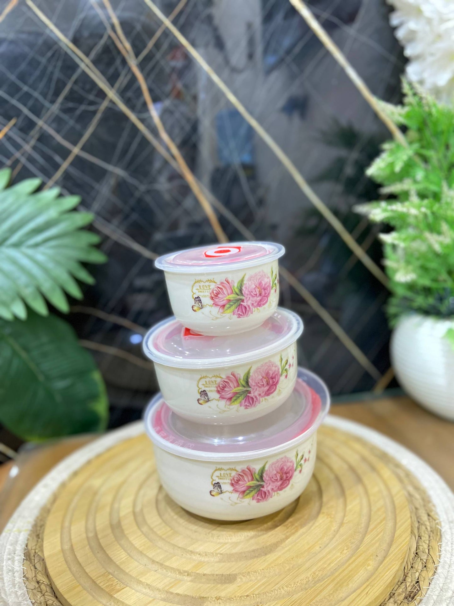 طقم بولات ثلاجه بورسلين (3 قطع) – حفظ صحي للأكل بلمسة ديكور مبهجة