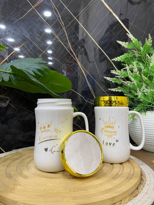 مج/كوب بورسلين ديزني - بغطاء ذهبي عاكس (مرآة)