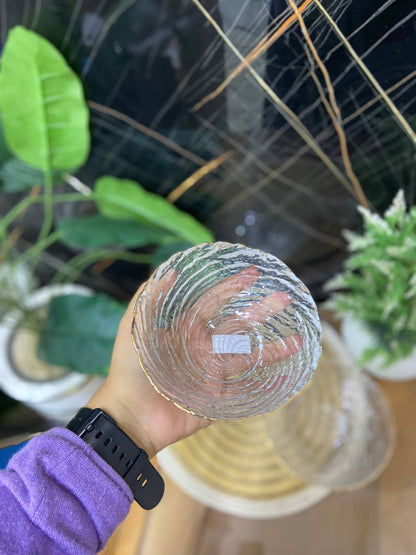 طقم أطباق تقديم زجاجية/كريستال - نقشة حلزونية - 3 قطع