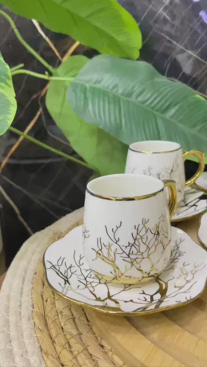 طقم فناجين قهوة بورسلين مدهب (12 قطعة)