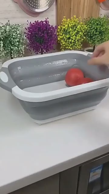 🔪 أورمة تقطيع ومصفاة غسيل قابلة للطي (2 في 1)