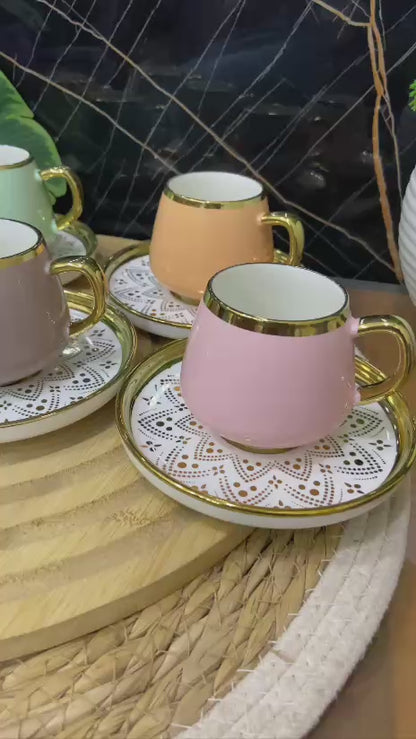 طقم فناجين قهوة ملونة (6 ألوان عصرية)